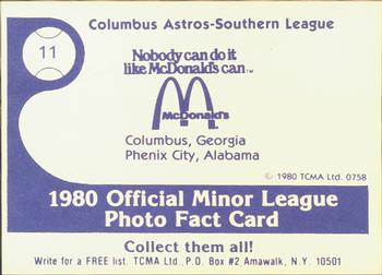 1980 TCMA Columbus Astros #11 Greg Dahl Back