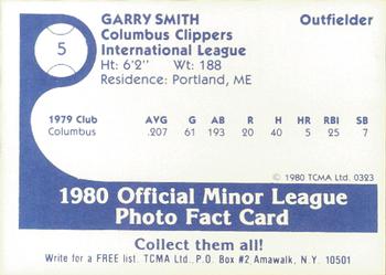 1980 TCMA Columbus Clippers #5 Garry Smith Back