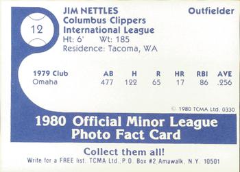 1980 TCMA Columbus Clippers #12 Jim Nettles Back