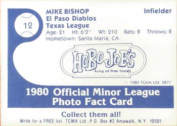 1980 TCMA El Paso Diablos #12 Mike Bishop Back