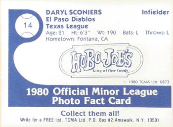 1980 TCMA El Paso Diablos #14 Daryl Sconiers Back