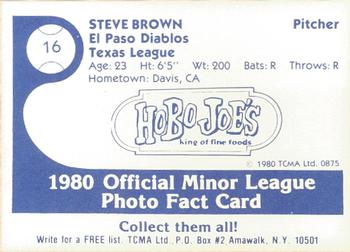 1980 TCMA El Paso Diablos #16 Steve Brown Back