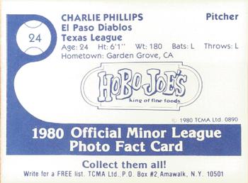 1980 TCMA El Paso Diablos #24 Charlie Phillips Back
