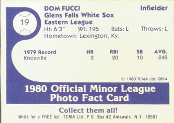 1980 TCMA Glens Falls White Sox B/W #19 Dom Fucci Back