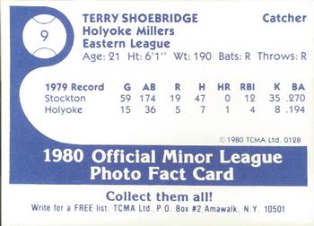 1980 TCMA Holyoke Millers #9 Terry Shoebridge Back