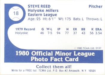 1980 TCMA Holyoke Millers #18 Steve Reed Back
