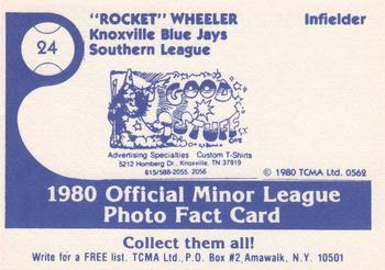 1980 TCMA Knoxville Blue Jays #24 Rocket Wheeler Back