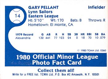 1980 TCMA Lynn Sailors #14 Gary Pellant Back