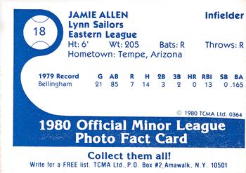 1980 TCMA Lynn Sailors #18 Jamie Allen Back
