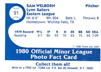 1980 TCMA Lynn Sailors #21 Sam Welborn Back