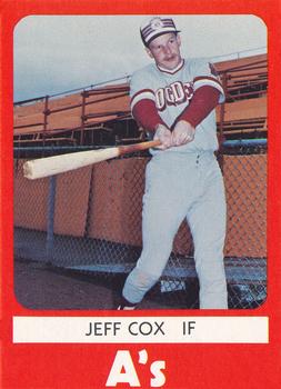 1980 TCMA Ogden A's #19 Jeff Cox Front