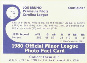 1980 TCMA Peninsula Pilots B/W #15 Joe Bruno Back