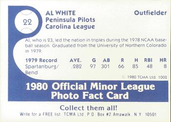 1980 TCMA Peninsula Pilots Color #22 Al White Back