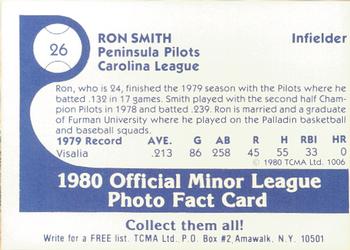 1980 TCMA Peninsula Pilots Color #26 Ron Smith Back