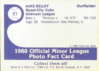 1980 TCMA Quad City Cubs #21 Mike Kelley Back