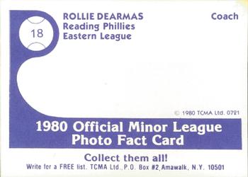 1980 TCMA Reading Phillies #18 Roly DeArmas Back