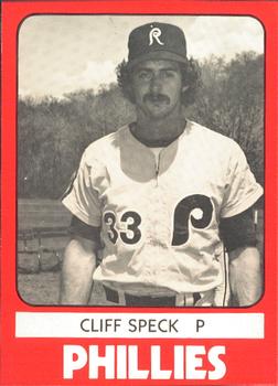 1980 TCMA Reading Phillies #19 Cliff Speck Front