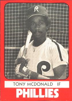 1980 TCMA Reading Phillies #21 Tony McDonald Front