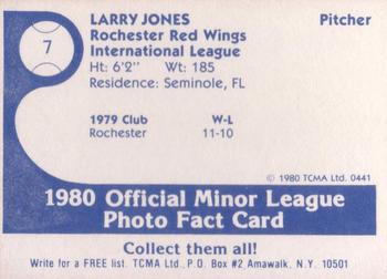 1980 TCMA Rochester Red Wings #7 Larry Jones Back