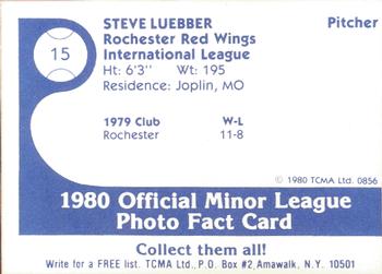1980 TCMA Rochester Red Wings #15 Steve Luebber Back
