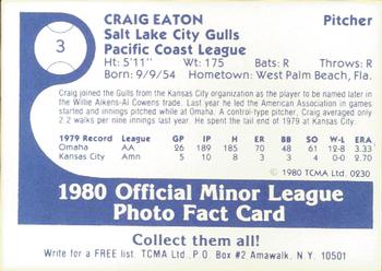 1980 TCMA Salt Lake City Gulls #3 Craig Eaton Back