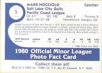 1980 TCMA Salt Lake City Gulls #5 Mark Nocciolo Back
