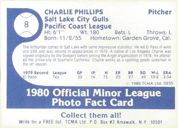 1980 TCMA Salt Lake City Gulls #8 Charlie Phillips Back