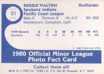 1980 TCMA Spokane Indians #21 Reggie Walton Back