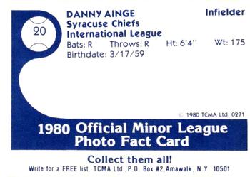 1980 TCMA Syracuse Chiefs #20 Danny Ainge Back