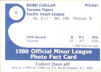 1980 TCMA Tacoma Tigers #6 Bobby Cuellar Back