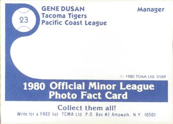 1980 TCMA Tacoma Tigers #23 Gene Dusan Back