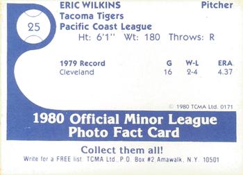1980 TCMA Tacoma Tigers #25 Eric Wilkins Back