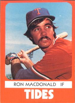 1980 TCMA Tidewater Tides #9 Ron MacDonald Front