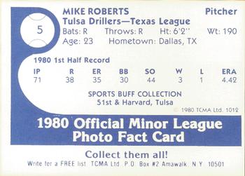 1980 TCMA Tulsa Drillers #5 Mike Roberts Back