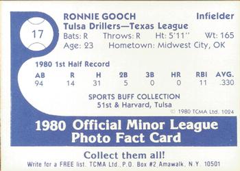 1980 TCMA Tulsa Drillers #17 Ronnie Gooch Back