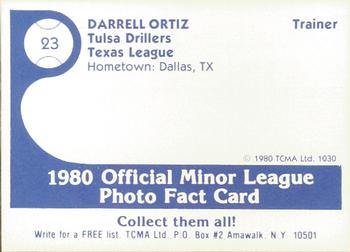 1980 TCMA Tulsa Drillers #23 Darrell Ortiz Back