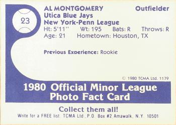 1980 TCMA Utica Blue Jays #23 Al Montgomery Back