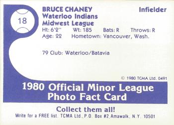 1980 TCMA Waterloo Indians #18 Bruce Chaney Back