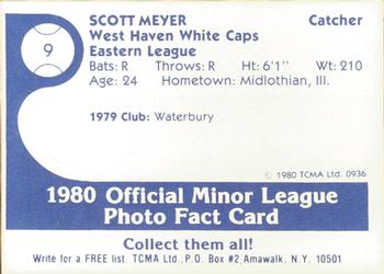 1980 TCMA West Haven White Caps #9 Scott Meyer Back