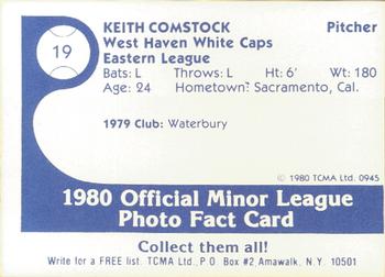 1980 TCMA West Haven White Caps #19b Keith Comstock Back