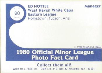 1980 TCMA West Haven White Caps #20a Ed Nottle Back
