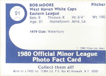 1980 TCMA West Haven White Caps #21C Bob Moore Back
