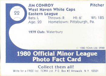 1980 TCMA West Haven White Caps #22b Tim Conroy Back