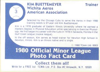 1980 TCMA Wichita Aeros #3 Kim Buettemeyer Back