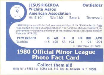 1980 TCMA Wichita Aeros #9 Jesus Figueroa Back