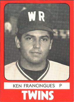 1980 TCMA Wisconsin Rapids Twins #9 Ken Francingues Front