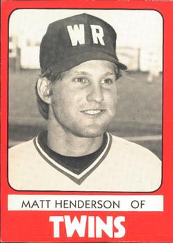 1980 TCMA Wisconsin Rapids Twins #22 Matt Henderson Front