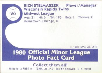 1980 TCMA Wisconsin Rapids Twins #26 Rich Stelmaszek Back