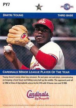 1992 Upper Deck Minor League - Player of the Year #PY7 Dmitri Young Back
