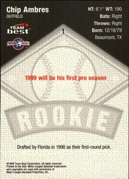 1999 Team Best Rookie #1 Chip Ambres Back